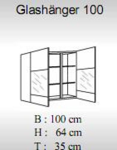 Glas-Hänger ALINA 100x64cm, Artisan Eiche Nachbildung / Hochglanz-Weiß
