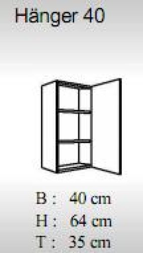 Hängeschrank JULIA 40x64cm, Trüffeleiche / Hochglanz-Weiß