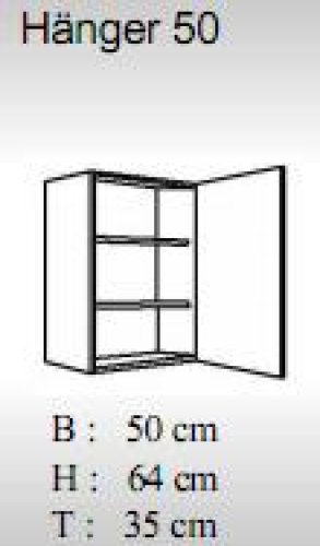 Hängeschrank JUDITH 50x64cm, Trüffeleiche / Hochglanz-Weiß
