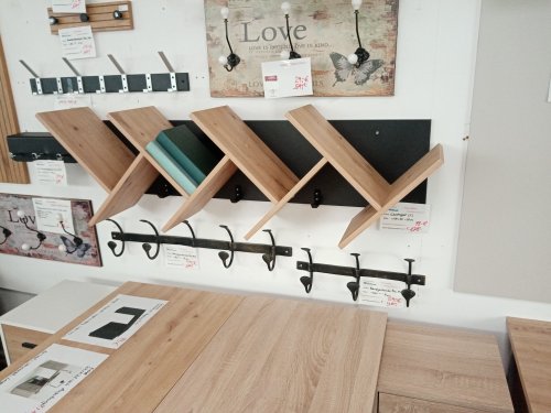 Wandregal/Wandgarderobe BÜCHEN 2 - Schwarz/Artisan Eiche