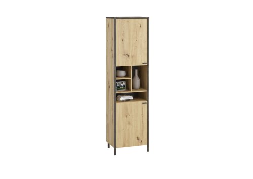 Vitrinenschrank IN-LOFT 33, Artisan Eiche/Stahl dunkel Nb