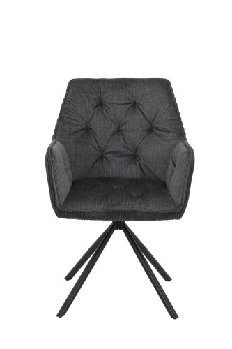 Sessel INGE I  - Vintage Anthrazit - Gestell Metall Schwarz
