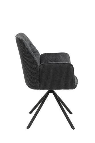 Sessel INGE I  - Vintage Anthrazit - Gestell Metall Schwarz