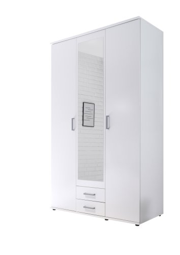 Drehtürenschrank KARL 3-trg. - Weiß - 120 cm