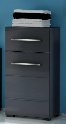 Bad-Kommode CHROME, Grau/MDF Grau-Metallic Hochglanz Nachbildung