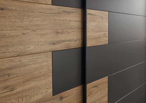 Schwebetürenkleiderschrank LINEA, 2-trg. - Bartex Eiche-Graphit - 270cm