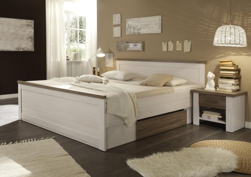 Bettanlage LUCA 180x200cm /Pinie Weiss/Trüffel Nachbildung