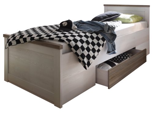 Bett LUCA 100x200cm - Pinie Weiss/Trüffel Nachbildung
