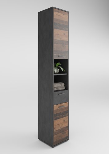 Hoher Seitenschrank MADOC 4 Old Style dunkel / Matera