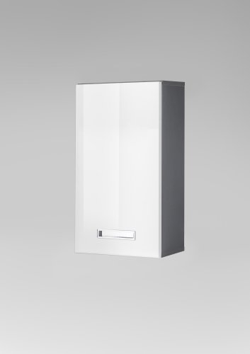 Bad-Hängeschrank MANHATTAN, Grau/MDF Weiss Hochglanz Nachbildung