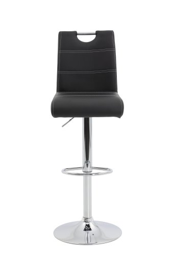 Barhocker MIRANDA H - Kunstleder Schwarz - Gestell verchromt höhenverstellbar