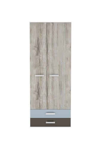 Kleiderschrank NONA 12, Sandeiche Nachbildung/Weiss/Lava/Denim