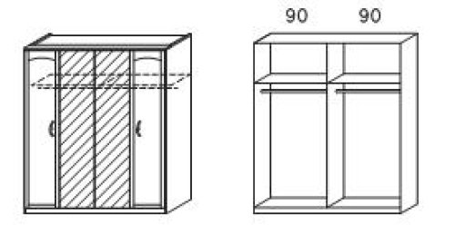 Kleiderschrank TORRENT, 4-trg., 2 Spiegel