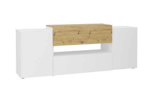 HIFI/TV Board Olpe 1, Brillantweiß / Artisan Eiche Nb.