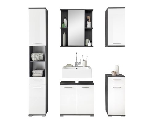 Spiegelschrank ORLANDO, Norwegische Pinie/Weiss Hochglanz