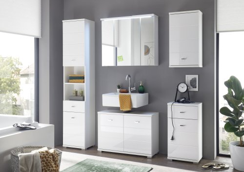 Waschbeckenunterschrank POOL, MDF Weiss Hochglanz