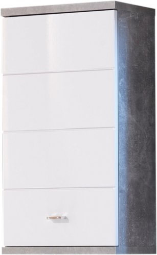 Bad-Hängeschrank POOL, Beton/MDF Weiss Hochglanz Nachbildung