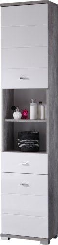 Badezimmer-Set POOL, Beton/MDF Weiß Hochglanz Nachbildung