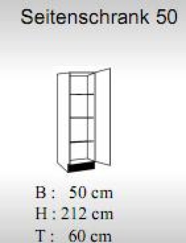 Seitenschrank JUDITH 50x212x60cm, Trüffeleiche / Hochglanz-Weiß