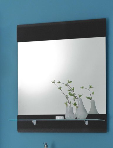 Bad-Wandspiegel CHROME, MDF Grau-Metallic Hochglanz Nachbildung