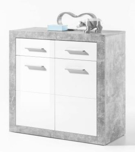 Kommode STONE 1, Beton/Weiß glanz Nachbildung