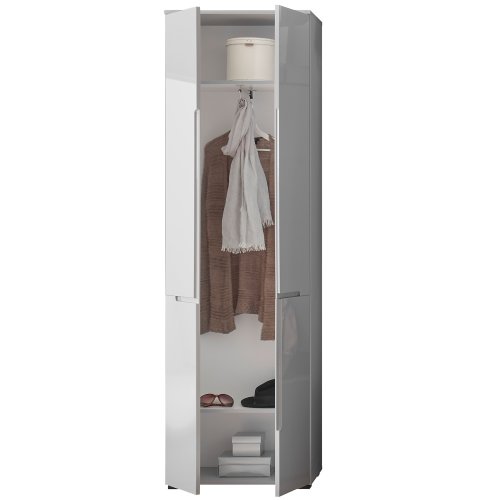 Garderobenhochschrank THESSA - Grau/Grau Hochglanz