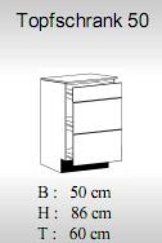 Topfschrank JANA 50x60cm, Sonoma Eiche Nachbildung / Hochglanz-Lava