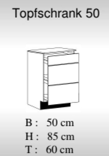 Topfschrank JUDITH 50x60cm, Trüffeleiche / Hochglanz-Weiß
