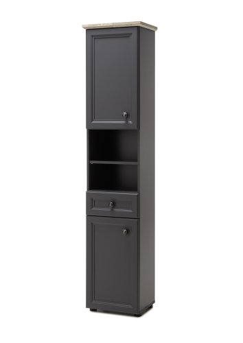 Bad-Hochschrank TOSKANA, Grau/Timber Wood Nachbildung