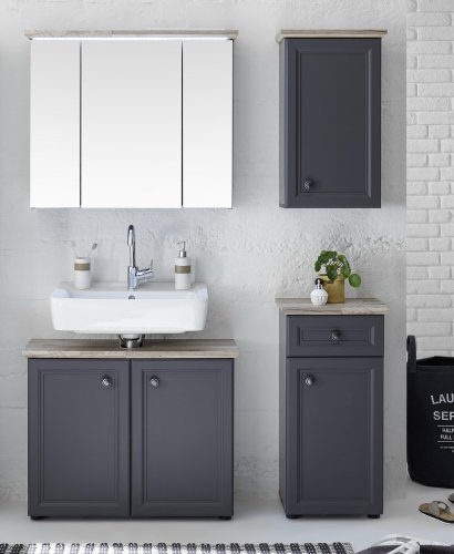 Badezimmer-Set TOSKANA, Grau/Timber Wood Nachbildung