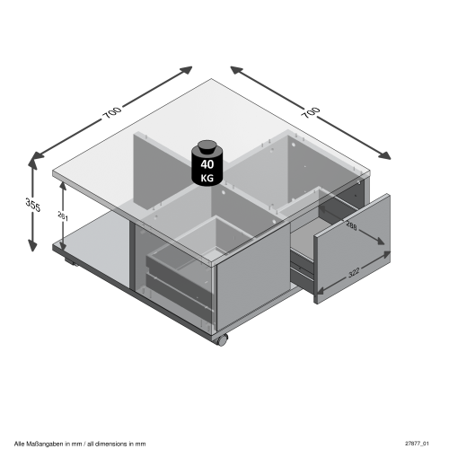 Couchtisch TWIN 1, Beton Light Atelier/Weiß-Edelglanz