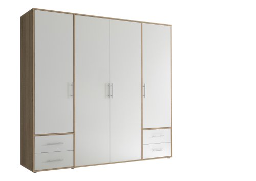 Drehtürenschrank VALENCIA 4-trg. - Sonoma Eiche Nb-Weiß - 206cm