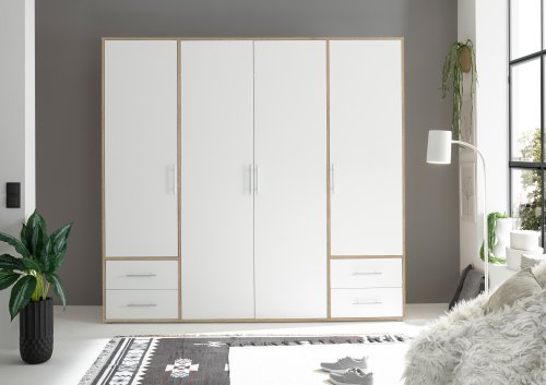 Drehtürenschrank VALENCIA 4-trg. - Sonoma Eiche Nb-Weiß - 206cm
