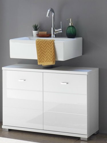 Waschbeckenunterschrank POOL, MDF Weiss Hochglanz