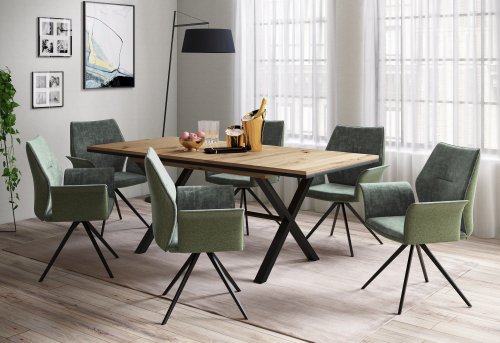 Sessel Susanne I - Vintage Grün - Gestell Metall Schwarz