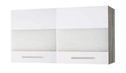 Glas-Hänger JUDITH 100x64cm, Trüffeleiche / Hochglanz-Weiß