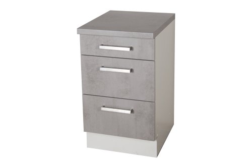 Küchen Topfschrank MARA 50x60cm, Weiß / Betonoptik