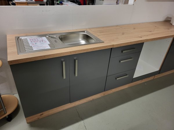 Einlass-Spüle DARIA/DAVOS 100x60cm - Artisan Eiche Nachbildung/Lacklaminat Schiefer