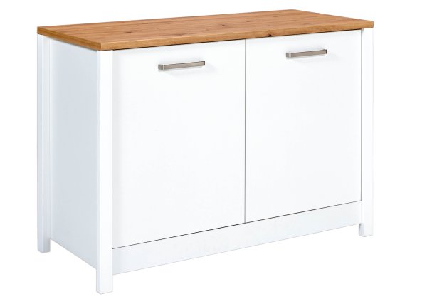 Spülenschrank SICILIA 130x60cm, Weiß / Artisan Eiche Nb.