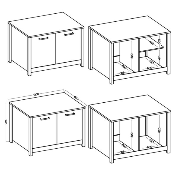 Spülenschrank SICILIA 130x60cm, Weiß / Artisan Eiche Nb.