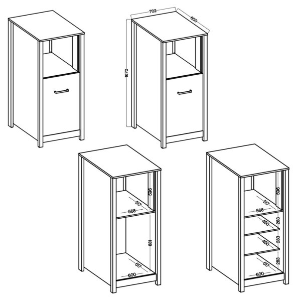 Geräteschrank 1 SICILIA 70x167cm, Weiß / Artisan Eiche Nb.