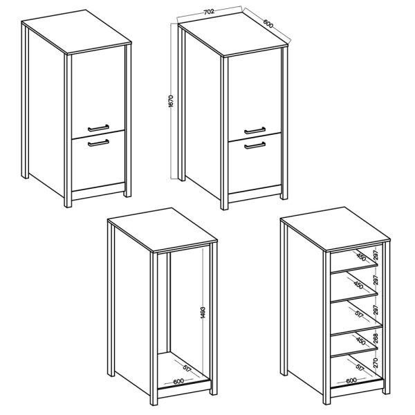 Geräteschrank 2 SICILIA 70x167cm, Weiß / Artisan Eiche Nb.