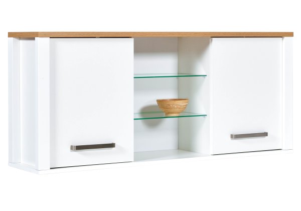 Hängeschrank SICILIA 130x57cm, Weiß / Artisan Eiche Nb.