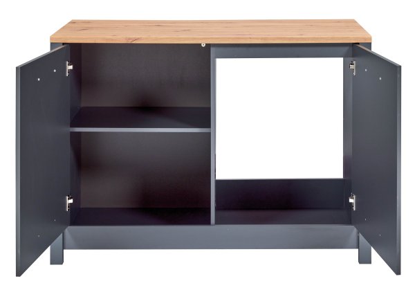 Spülenschrank VENETO 130x60cm, Anthrazit / Artisan Eiche Nb.