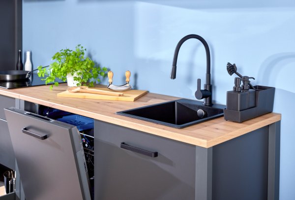 Spülenschrank VENETO 130x60cm, Anthrazit / Artisan Eiche Nb.