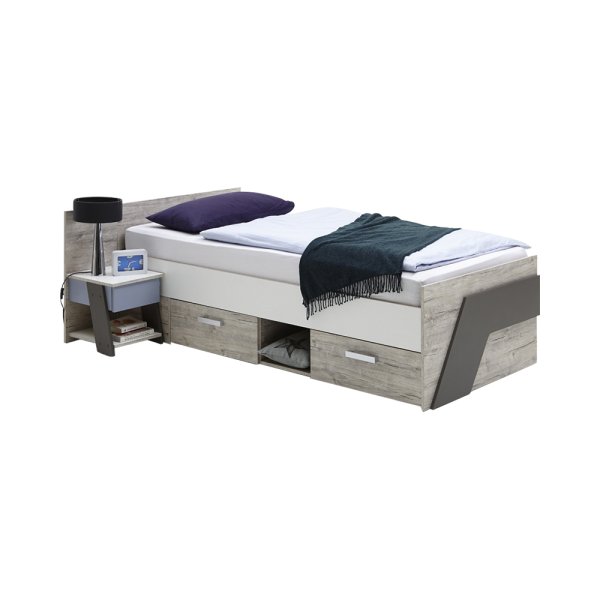 Jugendbett NONA 1, Sandeiche Weiß Lava