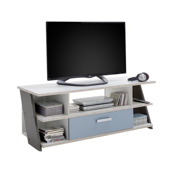 HIFI/TV Board NONA 5, Sandeiche Nachbildung/Weiss/Lava/Denim