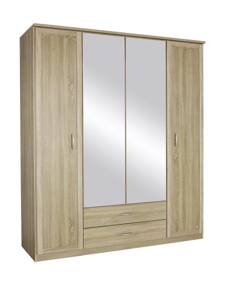 Kleiderschrank TORRENT, 4-trg., 2 Spiegel, 2 Schubkästen