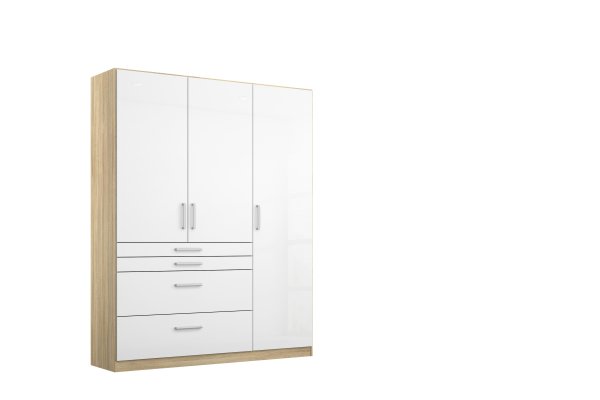 Drehtürenschrank HOMBURG, 3-trg., 4 Schubkästen
