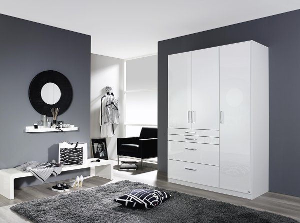 Drehtürenschrank HOMBURG, 3-trg., 4 Schubkästen